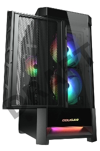 Корпус Cougar Duoface RGB, 2х140мм + 1x120mm ARGB Fan, ARGB Fan Hub, без БП, черный, ATX