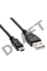 Кабель USB 2.0 A-->mini-B 5P (1.8 м) черный, Telecom<TC6911BK-1.8M>