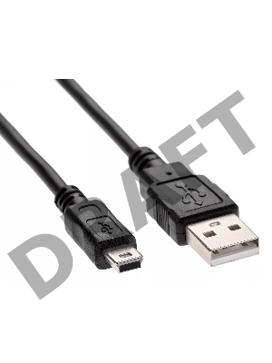 Кабель USB 2.0 A-->mini-B 5P (1.8 м) черный, Telecom<TC6911BK-1.8M>