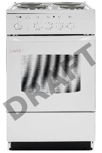 Плита электрическая DE LUXE 5004.12э кр белая ШхГхВ 50x50x85,конфорка на 2кВт,таймер,духовка с терморегулятором, грилем, вертелом с эл./приводом, подсветкой.белая