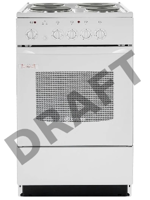 Плита электрическая DE LUXE 5004.12э кр белая ШхГхВ 50x50x85,конфорка на 2кВт,таймер,духовка с терморегулятором, грилем, вертелом с эл./приводом, подсветкой.белая