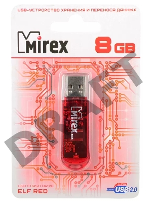 Флеш Диск 8GB Mirex Elf, USB 2.0, Красный