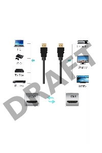 Кабель AOpen/Qust Кабель HDMI 19M/M 1.4V+3D/Ethernet (ACG511-1M) 1m, позолоченные контакты 6938510810205
