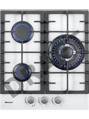 Встраиваемая газовая панель Weissgauff HGG 451 WFh, 45x51 см, газовая, закаленное стекло, электроподжиг, газ-контроль, чугунные решетки, WOK, белая
