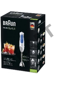 Блендер погружной Braun MQ3045 APERITIVE 700Вт белый/синий