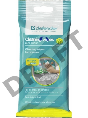 Чистящие салфетки Defender CLN 30202 ECO для экранов всех типов / мягкая упаковка / 20 шт / Россия. Чистящие салфетки Defender CLN 30202 ECO для экранов всех типов / мягкая упаковка / 20 шт / Россия.