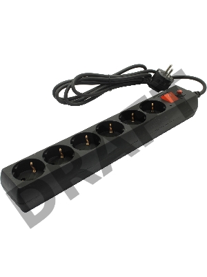 Сетевой фильтр Buro 600SH-16-1.8-B 1.8м (6 розеток) черный (коробка)