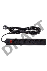 Сетевой фильтр Buro 600SH-16-5-B 5м (6 розеток) черный (коробка)