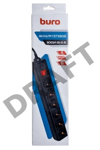 Сетевой фильтр Buro 600SH-16-5-B 5м (6 розеток) черный (коробка)