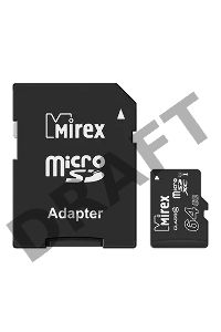 Флэш карта MicroSDHC 64GB Mirex  Ultra Android 48Mb/s (UHS-I, class 10)+adapter