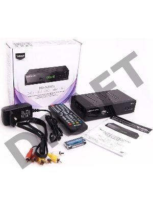 Ресивер эфирный цифровой DVB-T2 HD HD-600RU металл, дисплей, Эфир