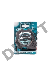 Рулетка Magnetisch, 8м х 25мм, обрезин. корпус,автоматич. фиксация, нейлон. покр.,магн.зацеп// Gross