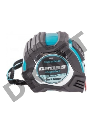 Рулетка Magnetisch, 8м х 25мм, обрезин. корпус,автоматич. фиксация, нейлон. покр.,магн.зацеп// Gross