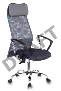 Кресло руководителя Бюрократ KB-6N/SL/DG/TW-12 серый TW-04 TW-12 сетка крестовина хром
