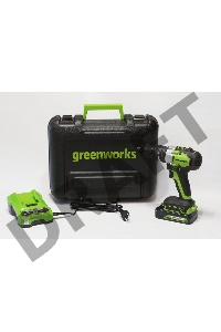 Дрель-шуруповерт аккумуляторная GreenWorks GD24DD60K2, 24V, c 1хАКБ 2 Ач и ЗУ в кейсе (3704107UA)