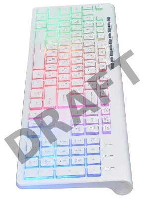 Клавиатура проводная Oklick 490ML белый USB slim Multimedia LED