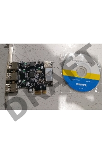 (Из ремонта, рабочий, гарантия 14 дней, в комплекте диск ПО) Контроллер ExeGate EXE-367 PCI-E 2.0, 3*USB3.0 ext + 1*USB3.0 int, разъем доп.питания (OEM)