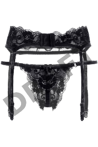 Комплект Erolanta Tatyana: пояс для чулок и стринги, черный (50-52)