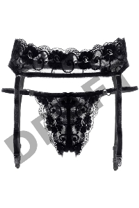 Комплект Erolanta Tatyana: пояс для чулок и стринги, черный (50-52)