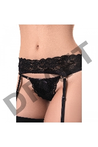 Комплект Erolanta Tatyana: пояс для чулок и стринги, черный (50-52)
