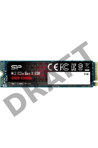 Твердотельный диск 1TB Silicon Power A80, M.2 2280, PCI-E 3x4, [R/W - 3200/3000 MB/s]