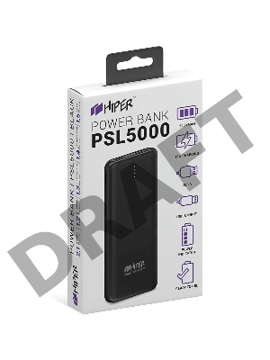 Аккумулятор HIPER Внешний аккумулятор HIPER PSL5000 Li-Pol 5000 mAh 2.4A 1xUSB 1xType-C черный