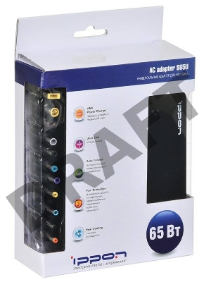 Блок питания Ippon S65U автоматический 65W 15V-19.5V 8-connectors 4.3A 1xUSB 2.1A от бытовой электросети LED индикатор