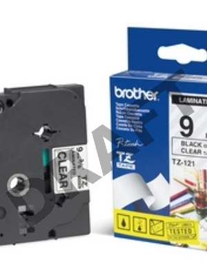 Наклейка ламинированная TZ-E221 (9 мм черн/бел, аналог TZ-221)