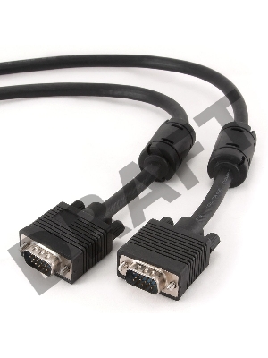 Кабель Gembird/Cablexpert CC-PPVGA-10, Кабель VGA Premium  15M/15M, 3.0м, белый, тройной экран, феррит.кольца 