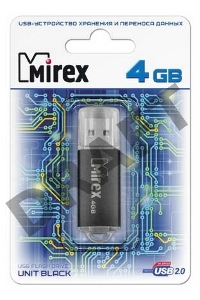 Флеш Диск Mirex 4GB Unit, USB 2.0, Черный