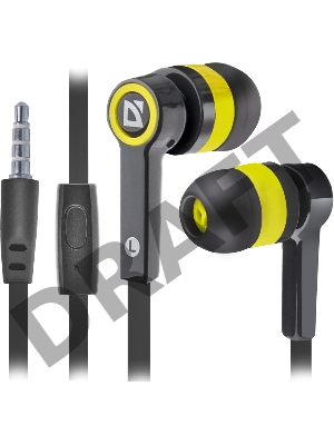 Наушники DEFENDER Pulse 420 черный + желтый, вставки 63421