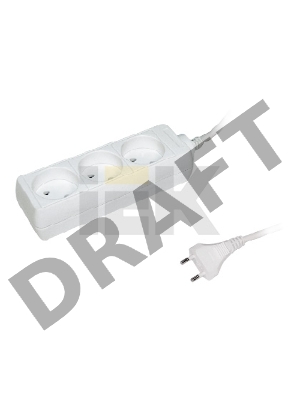 Удлинитель 3х5м без заземл. 10А IP20 У3 2P ИЭК WYP10-06-03-05-N