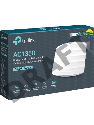 Точка доступа AC1350 MU-MIMO Gb Ceiling Mount Access Point, 802.11a/b/g/n/ac wave 2, 802.3af Standard PoE and Passive PoE (Passive POE Adapter included), 1 10/100/1000Mbps hidden LAN port