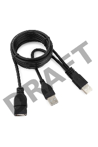 Кабель удлинитель USB 2.0 2xAM/AF 1.8м Gembird PRO, позол.конт., черный, пакет  CCP-USB22-AMAF-6