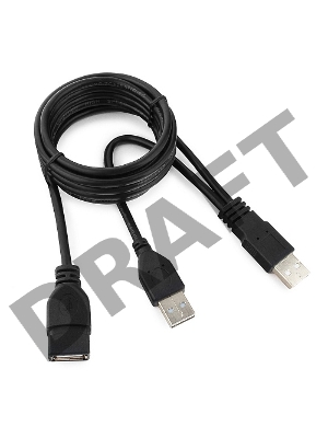 Кабель удлинитель USB 2.0 2xAM/AF 1.8м Gembird PRO, позол.конт., черный, пакет  CCP-USB22-AMAF-6