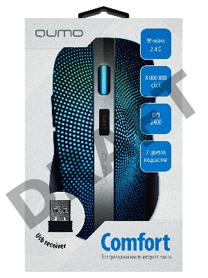 Мышь Qumo Office Comfort M18, беспроводная, аккумуляторная 600 mAH, кабель зарядки