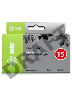 Картридж струйный Cactus CS-BCI15BK черный для Canon BJ-I70 (5,2ml)