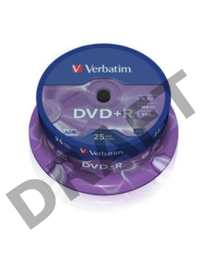 Диск DVD+R Verbatim 4.7Gb 16x Cake Box (25шт) (43500)