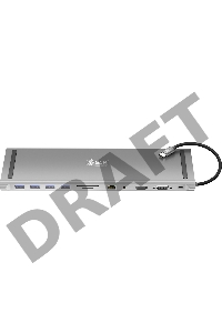 Док-станция  GCR 11 в 1 Multiport Aluminum Type C 3.1 на USB 3.0 + 3 x USB 2.0 + Type C PD + HDMI 2.0 + VGA + SD/MicroSD + audio 3.5mm jack, GCR-54220