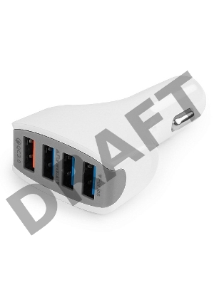 Адаптер питания Cablexpert MP3A-UC-CAR18, 12V->5V 4-USB, поддержка quick charge 3.0