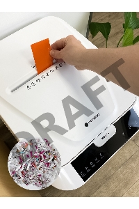 Шредер Heleos АП40-5 белый с автоподачей (секр.P-5) фрагменты 180лист. 37лтр. скрепки скобы пл.карты