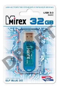 Флеш Диск 32GB Mirex Elf, USB 3.0, Синий
