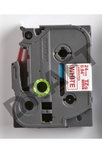 Наклейка ламинированная TZ-E252 (24 мм бел/красн, аналог TZ-252)