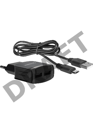 Сетевой адаптер Defender UPC-21 2xUSB,5V/2.1А кабель microUSB