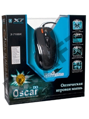 Мышь A4Tech X-718BK (черный) USB, 6+1 кл.-кн., 3200 dpi,проводная