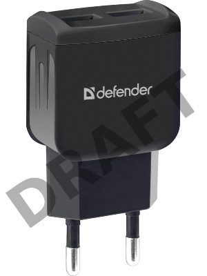 Сетевой адаптер Defender 2xUSB, 5V/2.1А, черный, пакет (EPA-13) (83840)