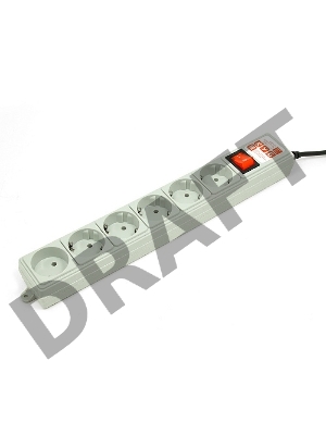 Фильтр-удлинитель Power Cube 5,0 м 6 розеток (серый) 10А/2,2кВт