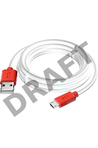 Кабель GCR 2.0m MicroUSB, белый, красные коннекторы, быстрая зарядка, 28/24 AWG, GCR-53217