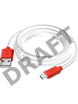 Кабель GCR 2.0m MicroUSB, белый, красные коннекторы, быстрая зарядка, 28/24 AWG, GCR-53217