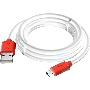 Кабель GCR 2.0m MicroUSB, белый, красные коннекторы, быстрая зарядка, 28/24 AWG, GCR-53217